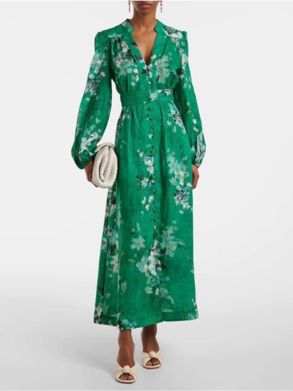 Zimmermann Everley Plunge floral linen midi dress - Picture 2 of 14